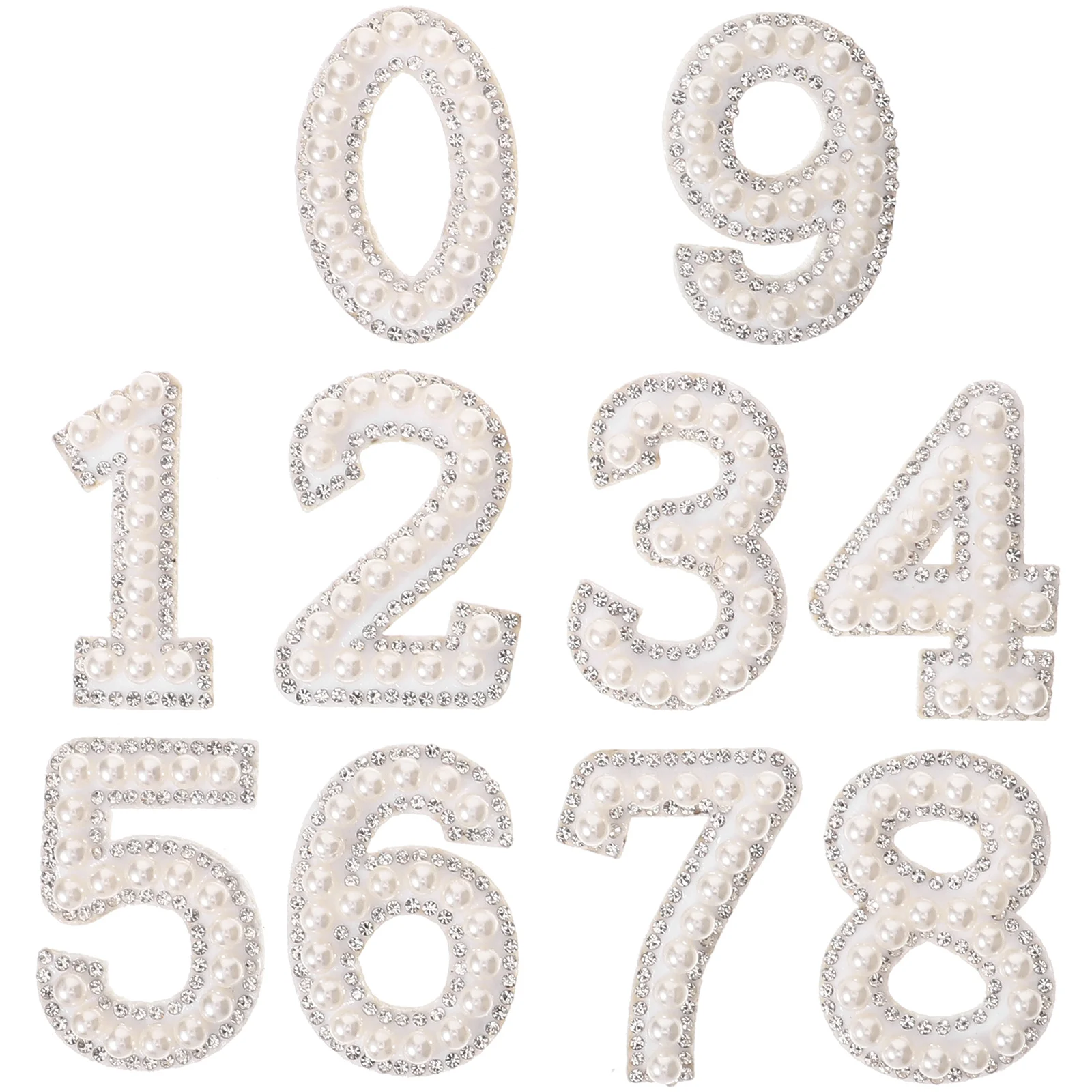 Replaceable Hat Patches Pearl Number Sticker The Outfit Clothes Glitter Non-woven Fabric Rhinestone Decals