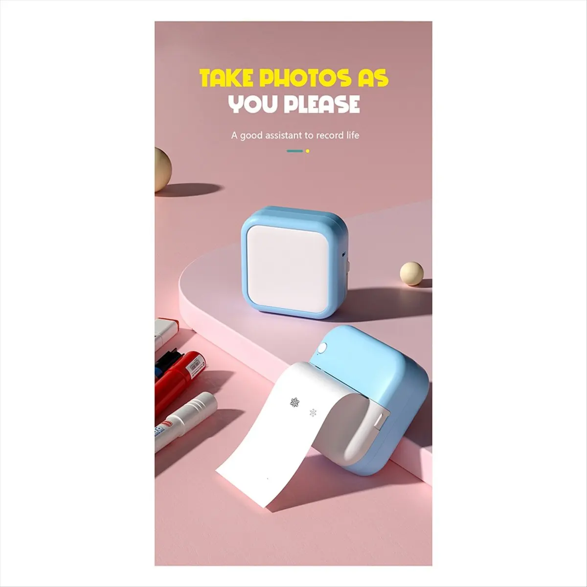 

MYdaY- Portable Mini Pocket Printer Note Photo Label Memo Printing Bluetooth Wireless Inkless Thermal Printer 200dpi Blue