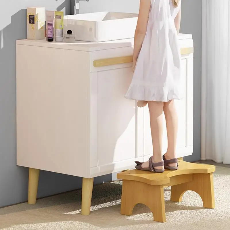 Poop Stool Bathroom With C-Shaped Opening Squat Toilet Assistance Solid Wood Non-slip Foot Pedal Artifact For Proper Posture