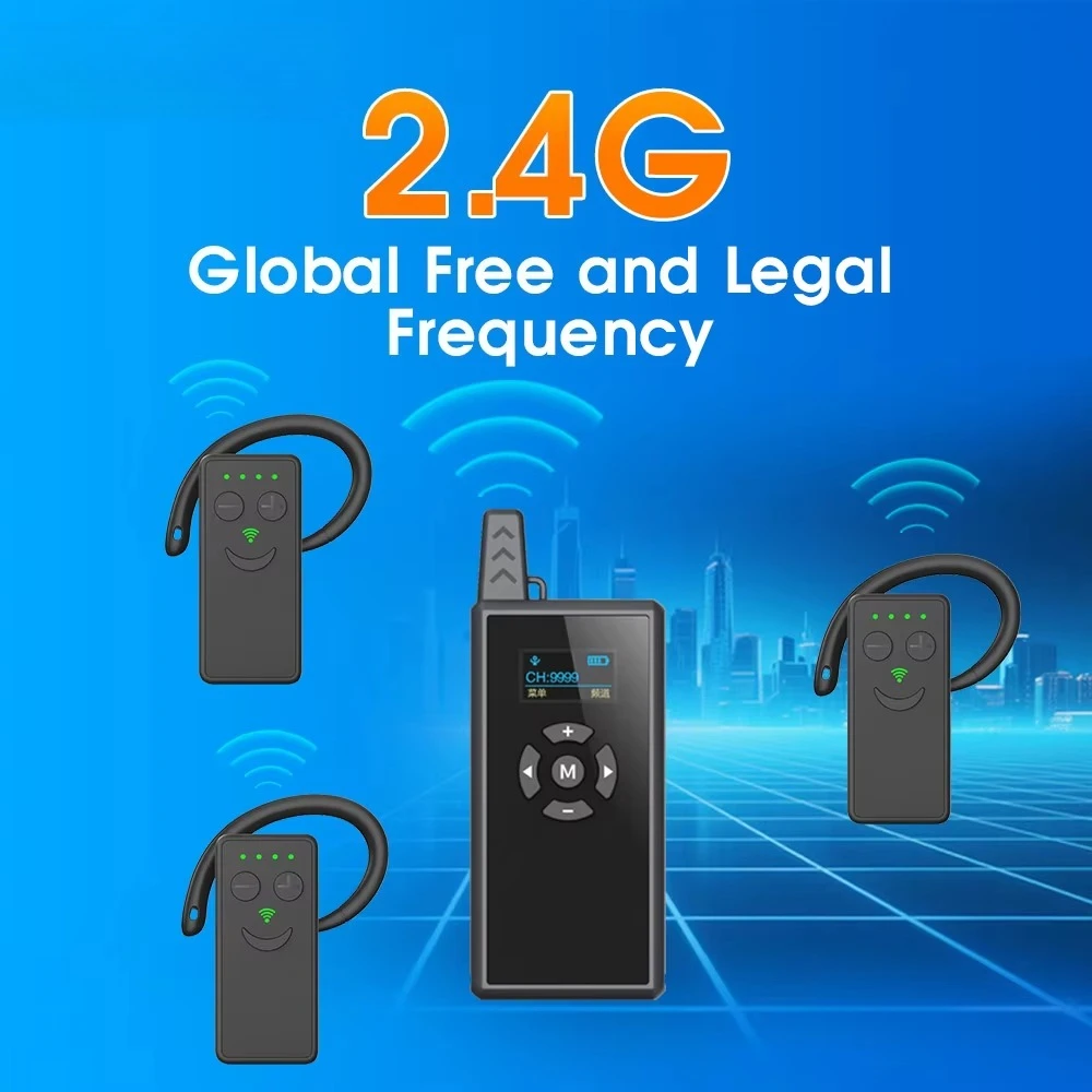 Wireless Tour Guide System 2.4G Non-In-Ear Design E105R Signal Battery Level Display