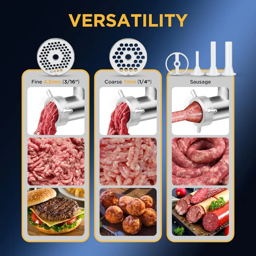 مفرمة اللحم الكهربائية التجارية 0.5 حصان 350 رطل ساعة الفولاذ المقاوم للصدأ الثقيلة مفرمة اللحم السجق ستوفير آلة مفرمة اللحم