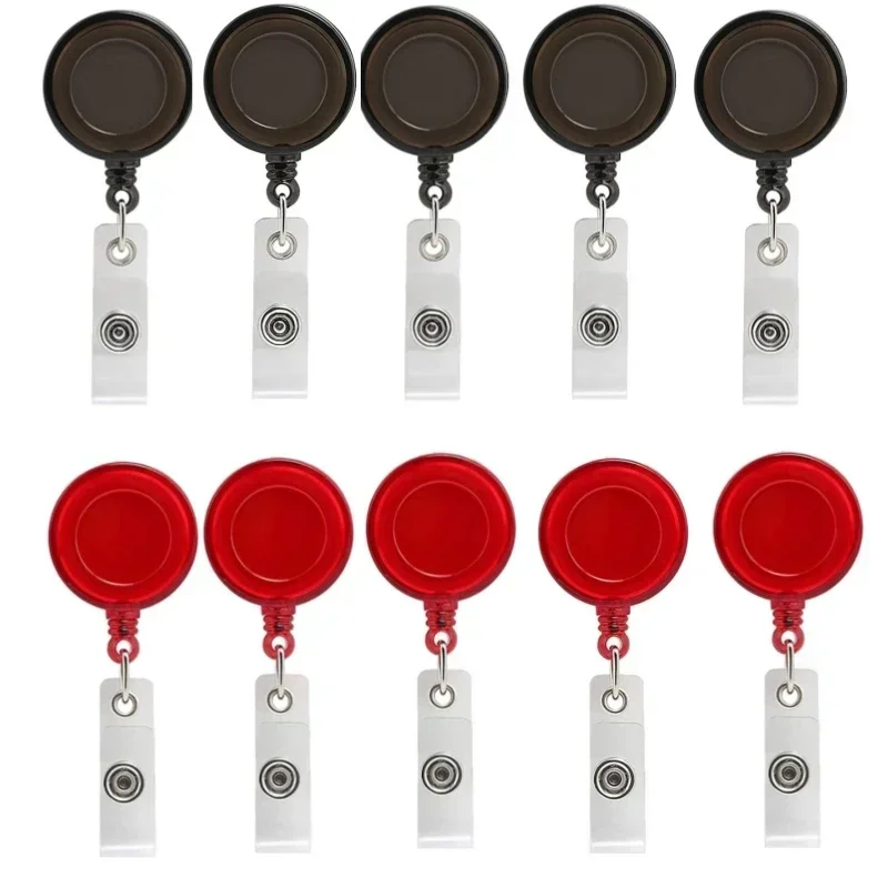 10pcs Plastic Badge Reels for Nurse Staff Retractable Name Tag ID Badge Holder Clip for Pass Work Card Working Permit Clip Reels