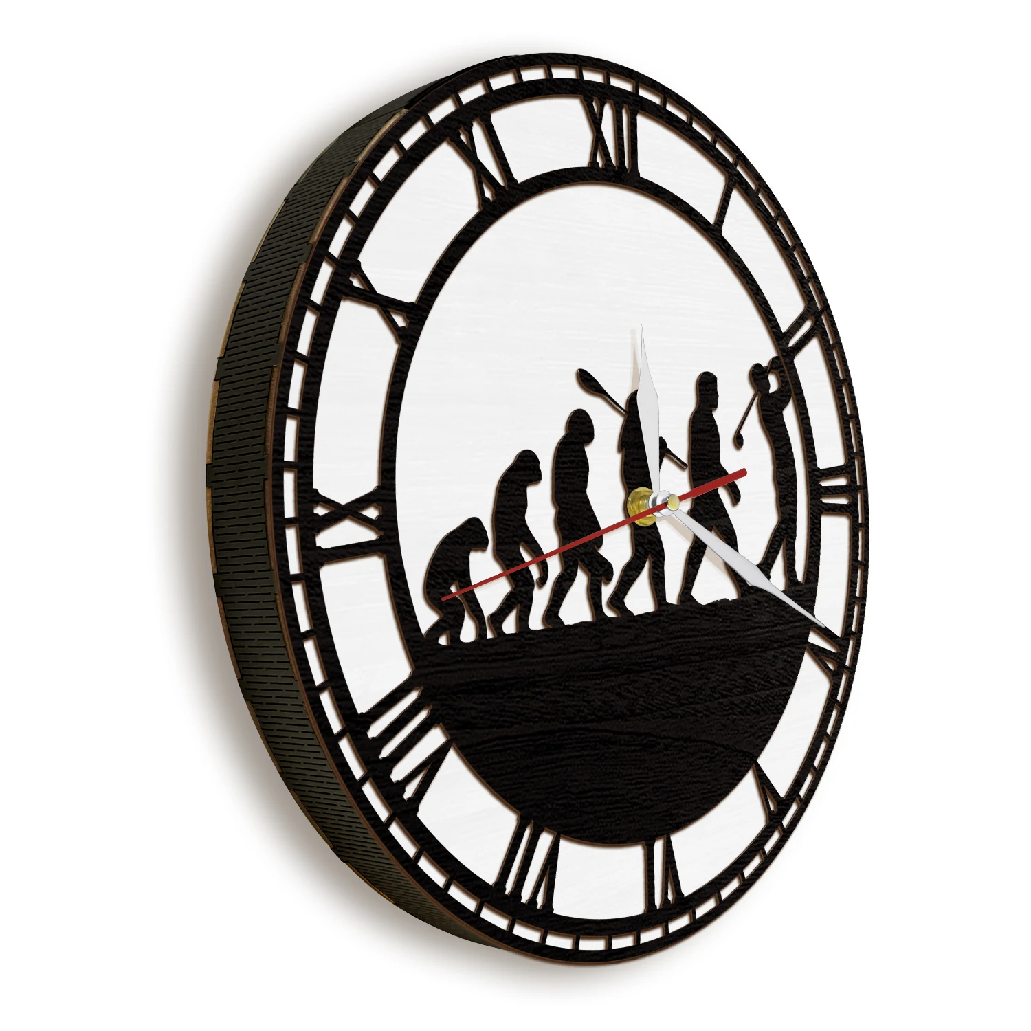 Human Evolution Golf LED Backlit Wall Clock Funny Golfer Wall Clock For Man Cave Golfer Home Decor Golfing Luminous Glowing Sign