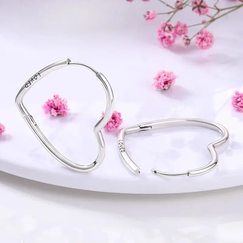 Large Double Circle Hoop Earrings with Colorful CZ Zircon 925 Sterling Silver Heart Earrings for Lady Gifts Fine Jewelry image 3