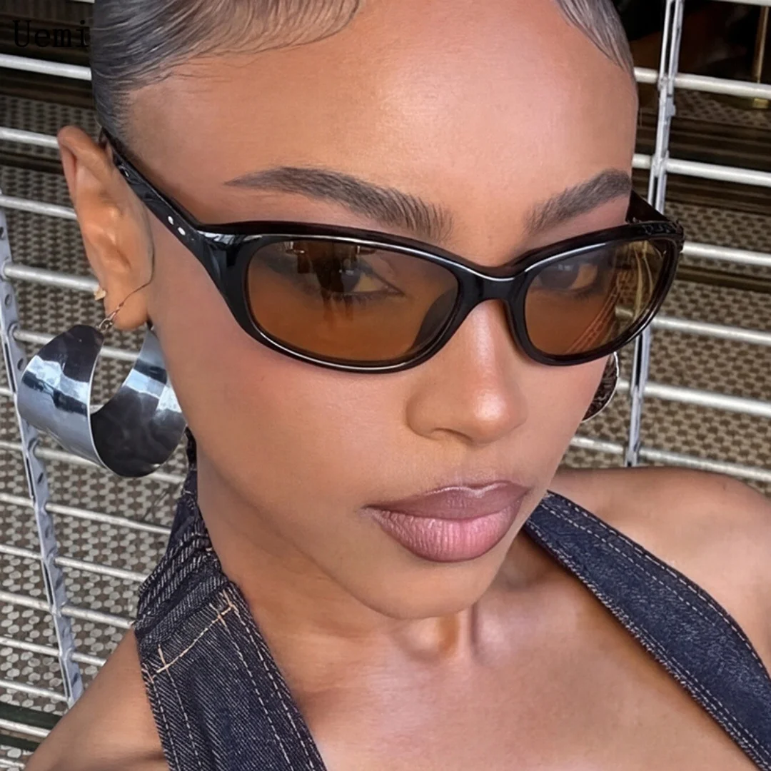 Retro Y2k Mode Quadratische Sonnenbrille für Damen und Herren Vintage Sportbrille Sonnenbrille UV400 Schutzbrille