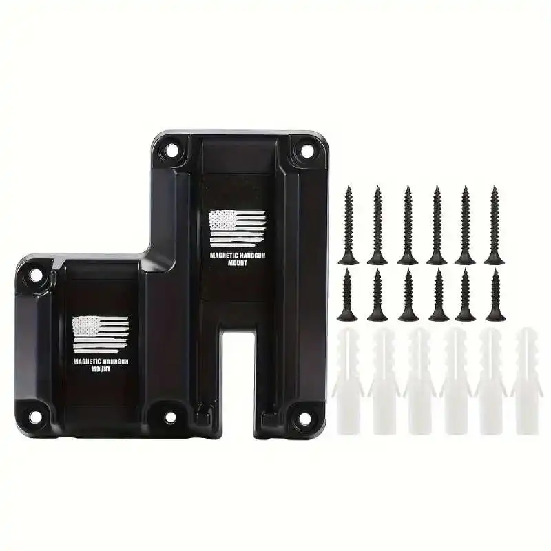 2 Pack Magnetic Handgun Mount, Heavy Duty Pistol Wall Holder, Universal Concealed Rack for Car Desk Cabinet Home Storage