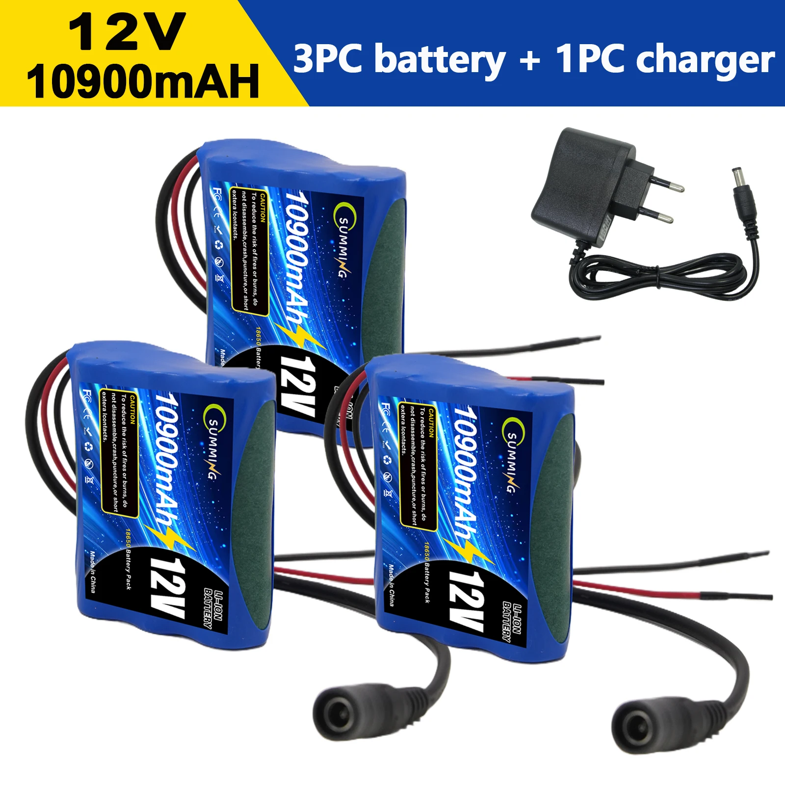 New 12V 10900mAh 3S1P 18650 Lithium Ion Rechargeable Battery Pack 12.6V Protection Board Included with Charger🎈