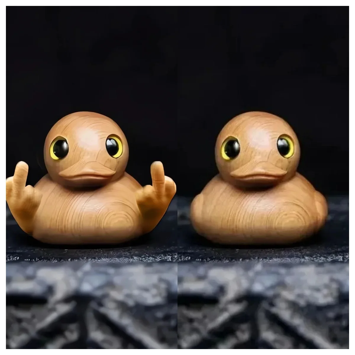 New Wooden Middle Finger Duck Toy Model Creative Cool Cute Duck Desktop Decoration Small Ornaments Funny Gadgets Gifts