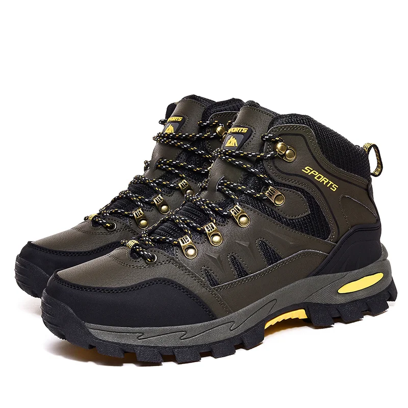 Men Work Shoes Winter Boots Warm Plush Men Snow Boots High Quality Leather Waterproof Outdoor Men Hiking Boots Men Sneakers