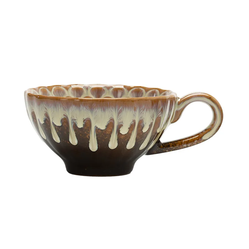 Creative Retro Kiln Transformation Ceramic Cup Exquisite Coffee Mug Afternoon Tea Cup Home Milk Cup Gift for Friends