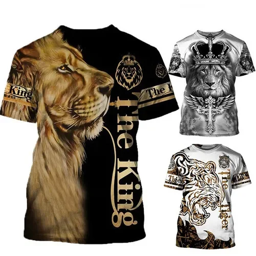 

2025 New Men's Casual Short-sleeved T-shirt - Summer Full-body Digital Printed Round-neck Top, Machine-washable Regular Style