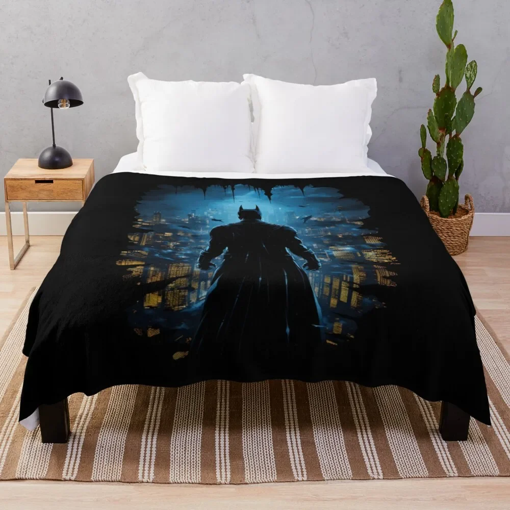 

A Vigilante Guards the Night - Silhouette - Hero Throw Blanket Soft Sherpa Fleece Warm Blanket for Winter