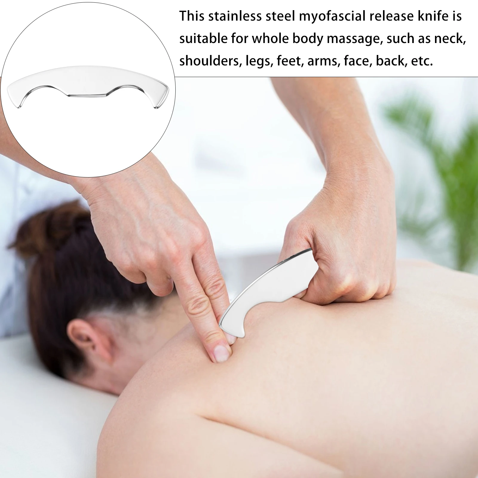 

Stainless Steel Fascia Knife Massage Board Neck Lower Muscle Scraper Ergonomic Anti Sweat Non Slip Therapy Tool for Back