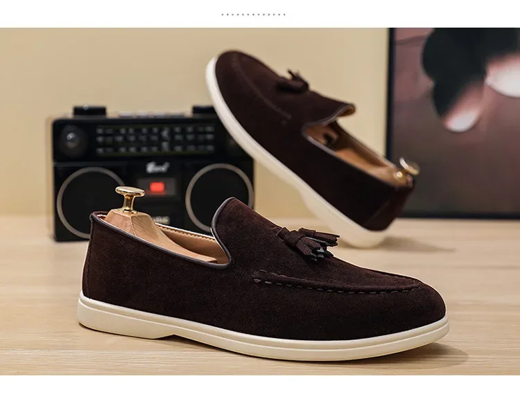 Unisex Leichte Flache Quasten-Freizeitschuhe Modische Vielseitige Übergrößen Herrenschuhe Business Casual Slip-On Loafer – Detail 11