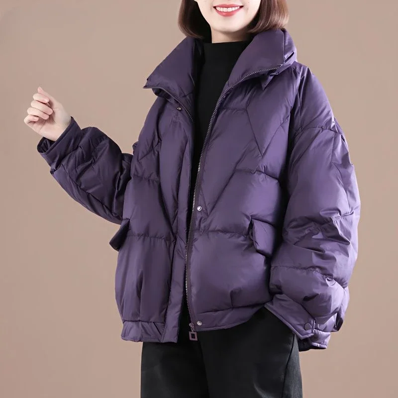 2023 New Women Down Cotton Coat Winter Jacket Female Loose Large Size Short Outwear Thicken Warm Casual Fashion Outcoat