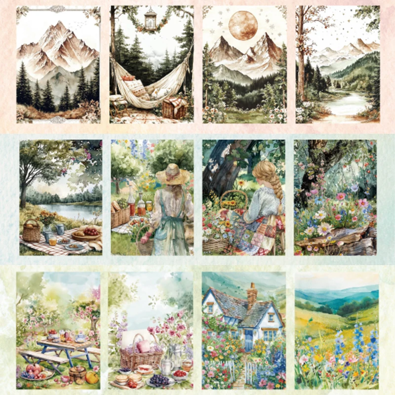 2Style 90Pcs/bag Going to Nature Series Material Paper DIY Handbook Creative Material Paper Scrapbook Photo Frame Calendar