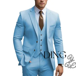 Men's 3 Piece Suit Tuxedo Slim Fit Groom Wedding Suit For Men Custom Blazer Terno Masuclino (jacket+vest+pant) smokings hombre