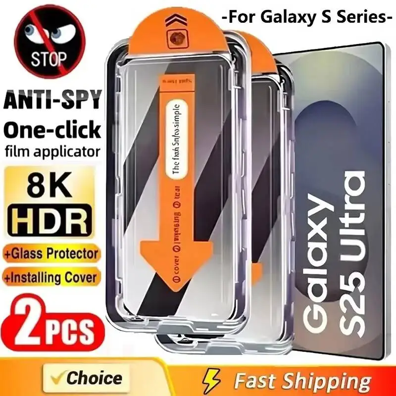 Dust Free Installation Privacy Screen Protector For Samsung S26 Ultra S25 S24 S23 S20 FE Plus S22 Anti-Spy Tempered Glass Film
