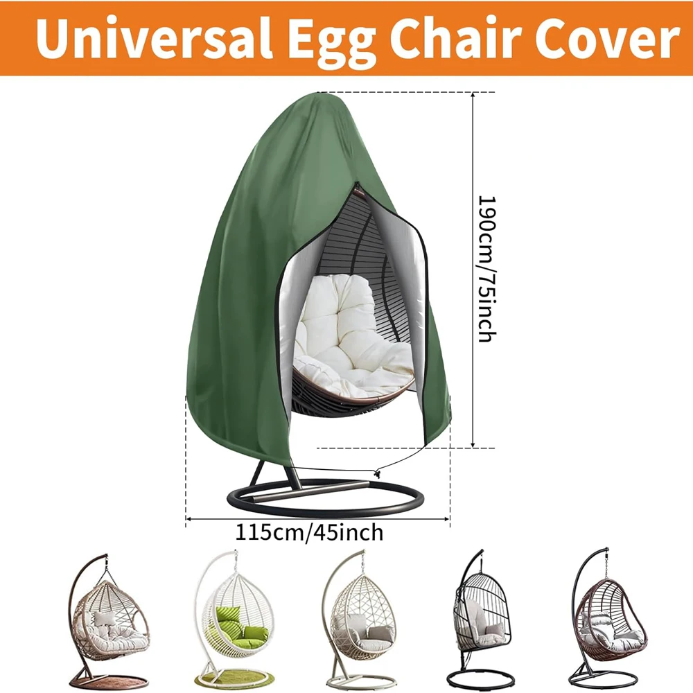 Garden Hammock Set - Outdoor Single Tubular Swing Chair Zipper Protection Cover Suitable for Swing Chairs with Stands