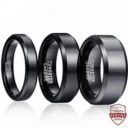 4mm 6mm 8mm Tungsten Carbide Ring Polished Electric Black Steel Ring Men and Women Jewelry Wedding Bands