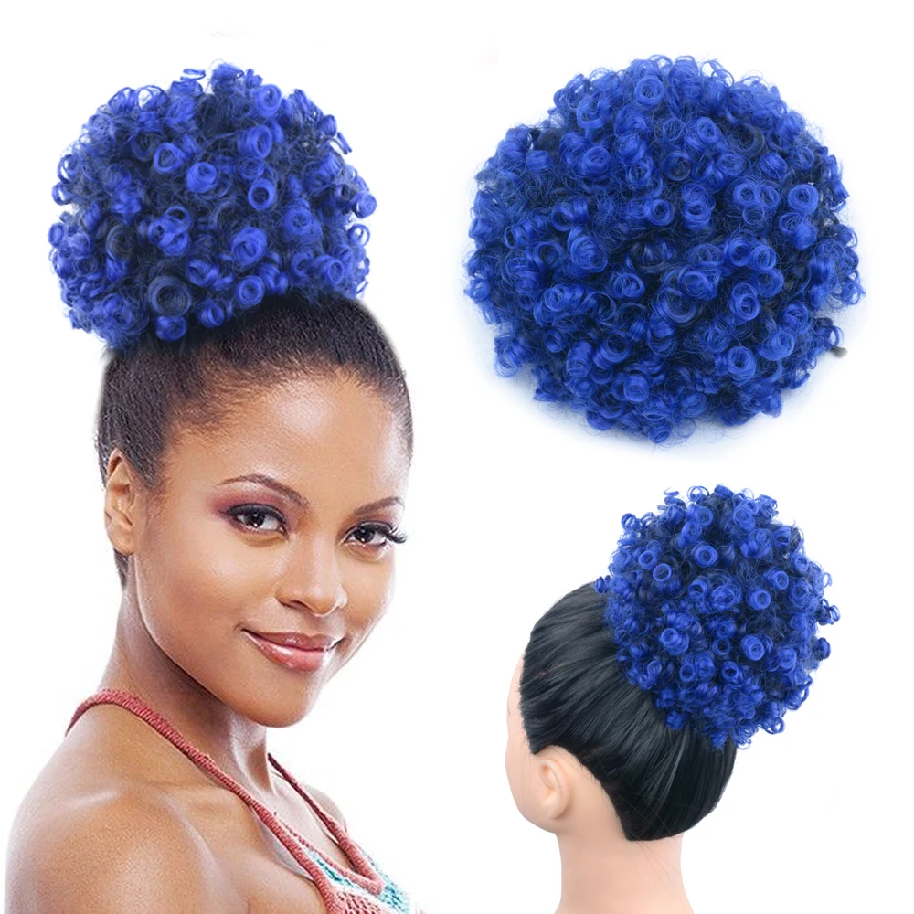 Afro Puff Drawstring Ponytail Extension for Black Women 8inch Short Synthetic Kinky Curly Hair Buns Hair Piece for Black Women