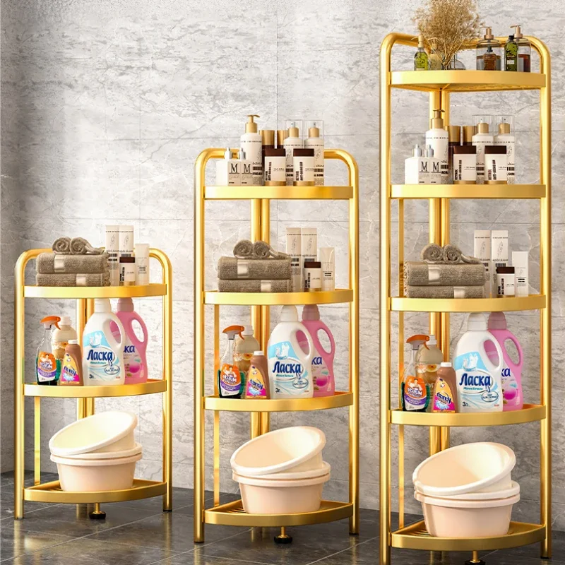 Toilet Storage Rack Movable Bathroom Corner Triangle Shelf Standing Toilet Multi Story Racks Floor to Ceiling Bathroom