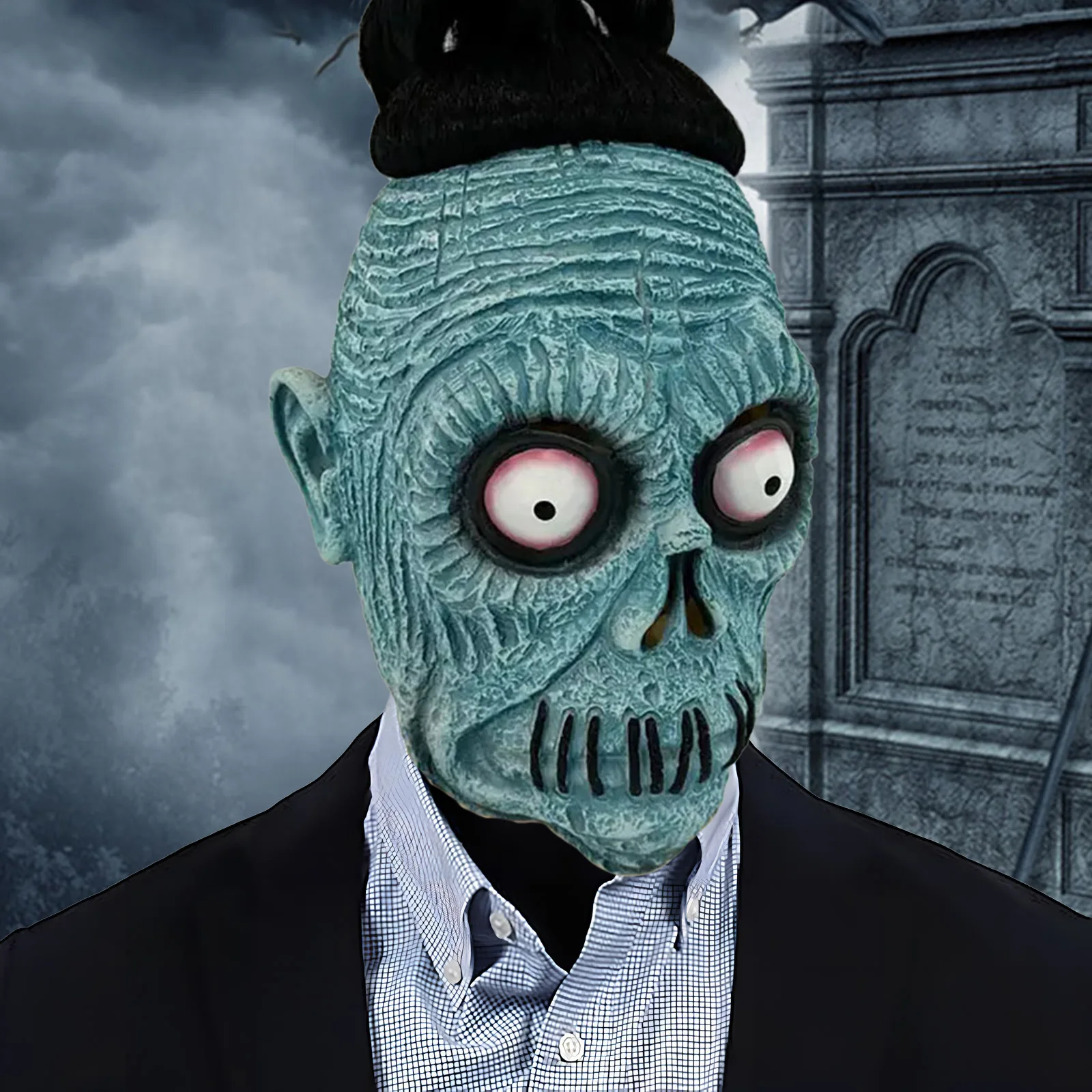 

Bob latex mask, blue Halloween prop, terrifying zombie mask carnival party zombie latex mask