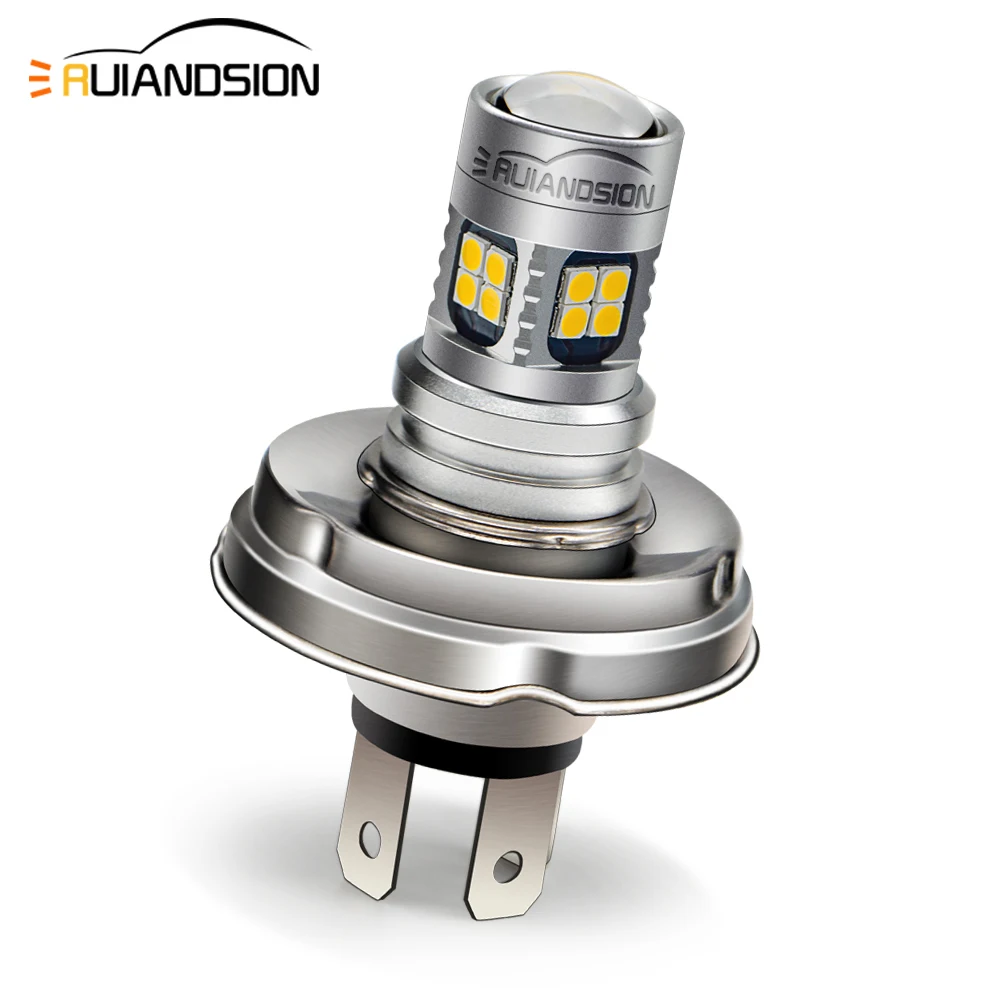 RUIANDSION 1Pcs P45T LED Headlight R2 For DC 6V 12V Tractor ADV Scooter ATV Headlight 3W High Low Dual Beam Light White Yellow