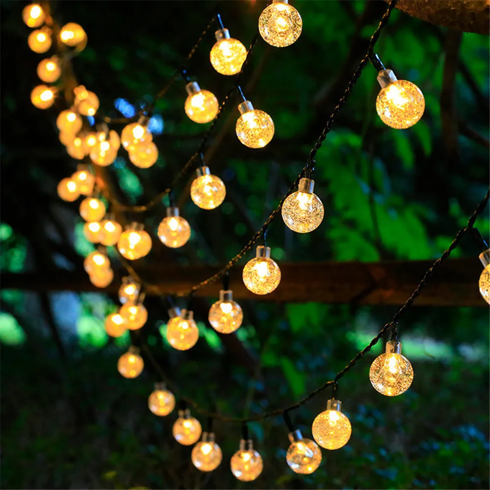 8 Modes Solar Light Crystal Ball 5M/7M/12M LED String Lights Fairy Lights Garlands For Christmas Party Outdoor Decoration