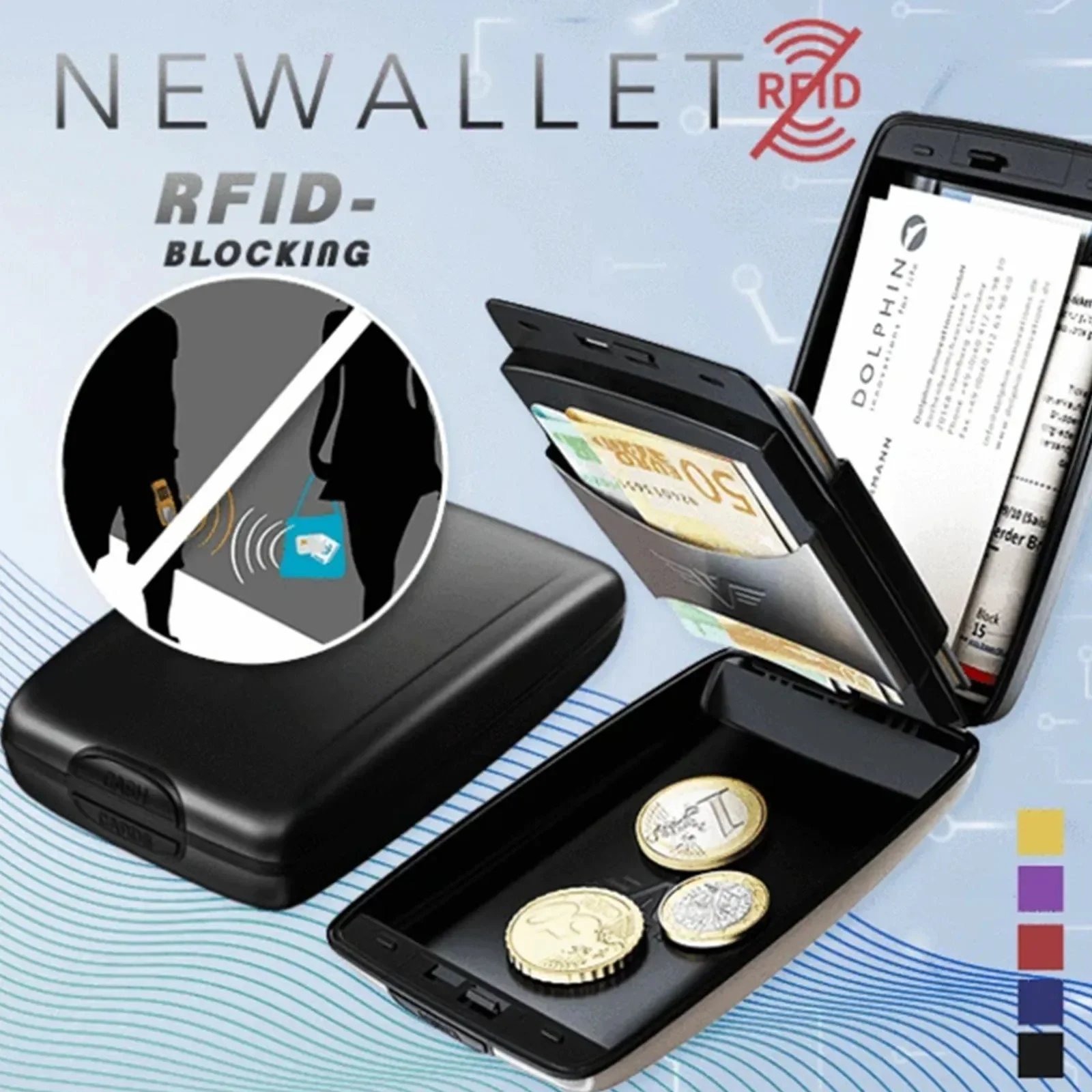 

1Pcs Non-scan Metal Wallet Money Clip Coin Bag Purse Multi-function ID Credit Card Case Holder Anti-Theft Aluminum Alloy Wallet