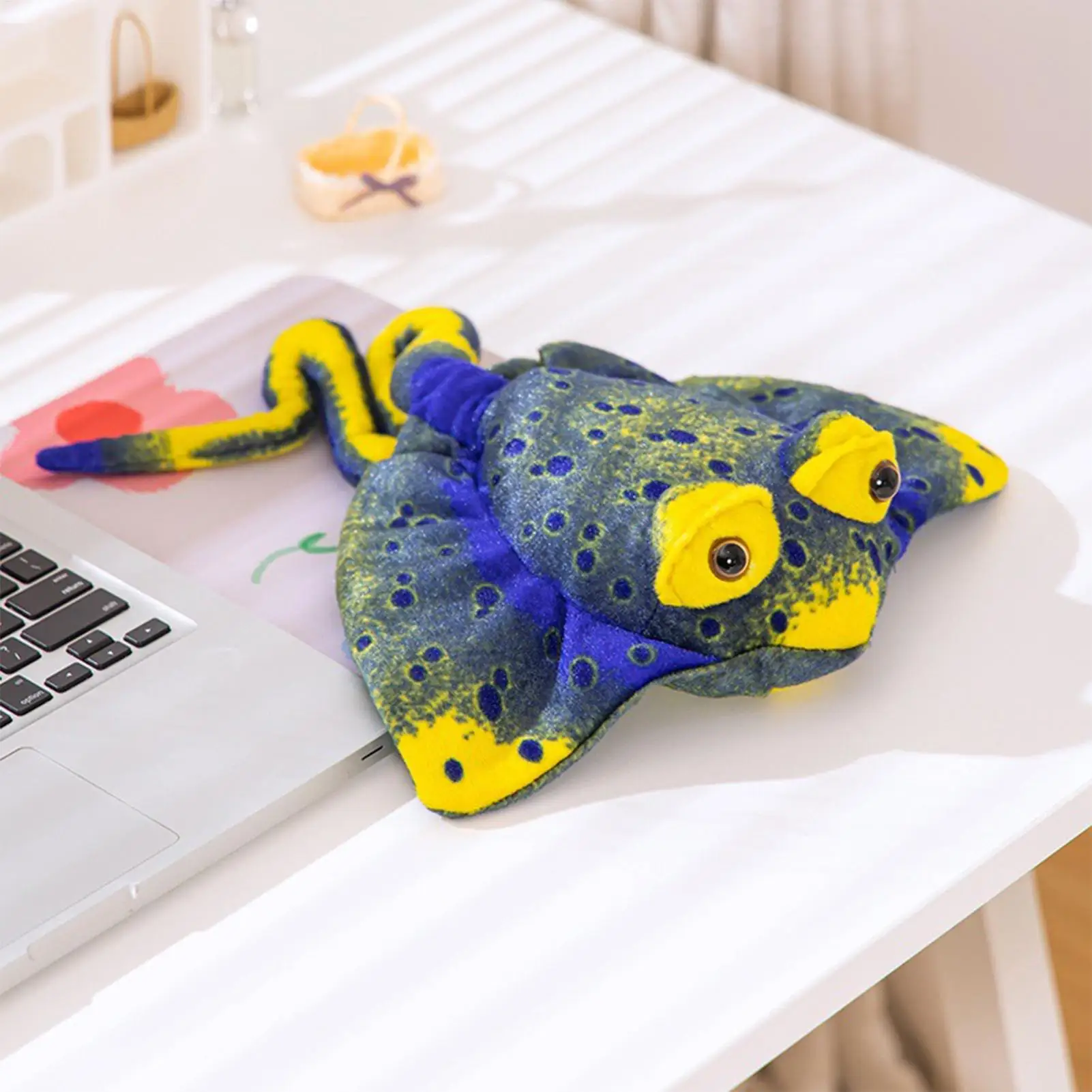 Peluche de Manta Ray, Juguete de Peluche de Manta Ray, Peluche de Animal Suave al Tacto, Almohada de Peluche de Manta para Niños Pequeños