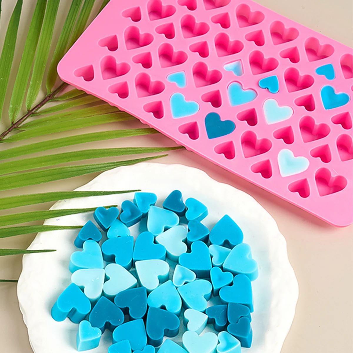 New Upgrades 56 Compartment S/M Heart Shape Silicone Mold DIY Handmade Mini Heart Candle Cup Ornament Cake Chocolate Baking Mold