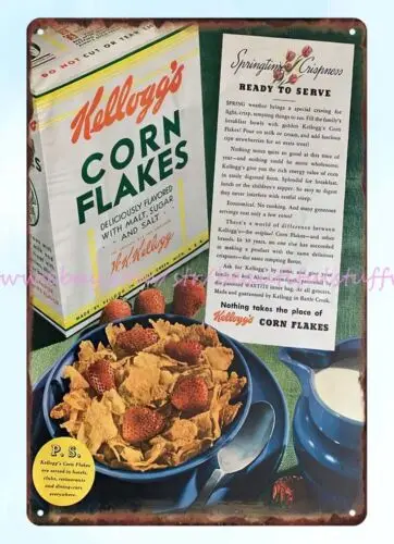 1963 corn flakes cereal retro collectible metal tin sign metal advertising signs