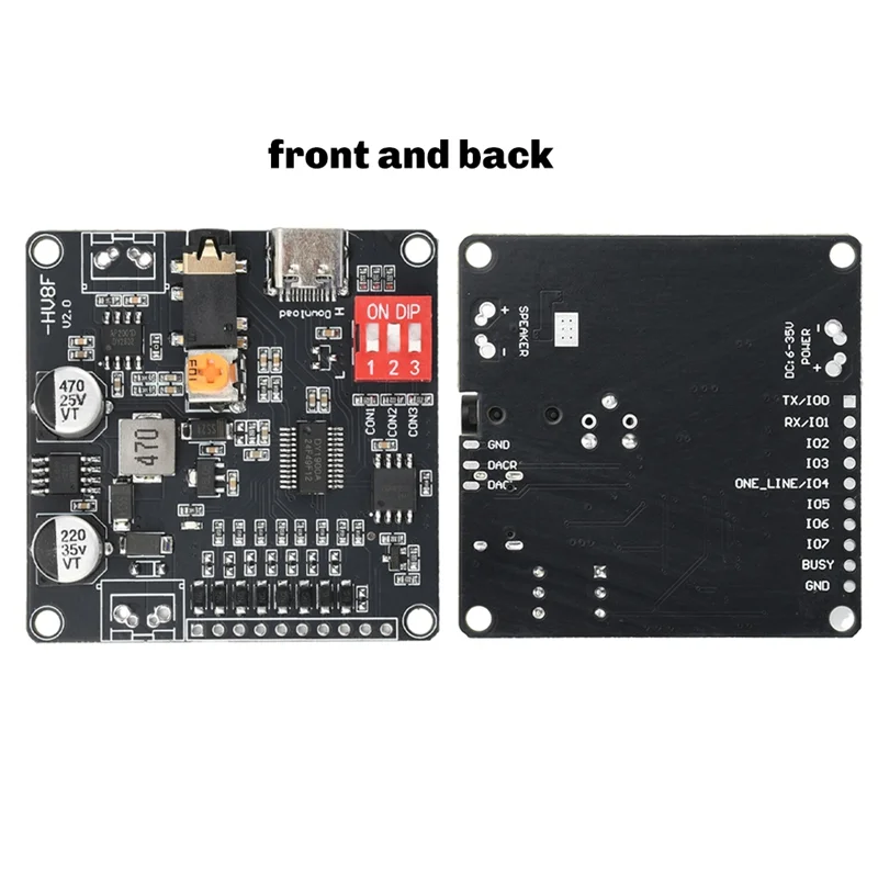 【البيع الساخن】DY-HV8F 12 فولت/24 فولت التحكم في المنفذ التسلسلي الزناد 10 واط/20 واط وحدة تشغيل الصوت مع مشغل MP3 لتخزين فلاش 8 ميجابايت لاردوين