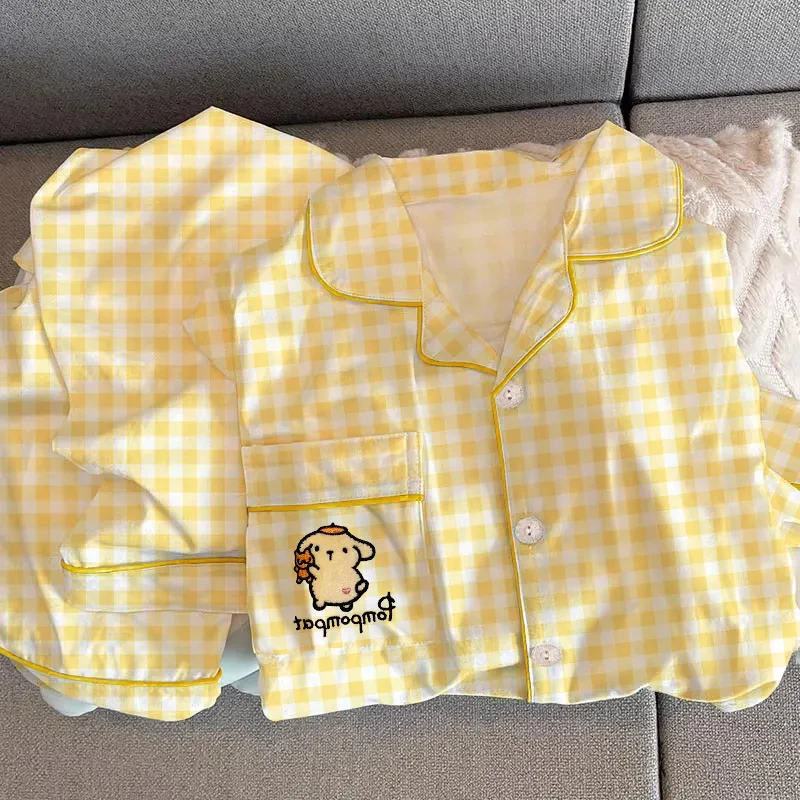 

Sanrio Pompom Purin Women Sleeping Pajamas Sets Kawaii Cartoon Student Spring and Autumn Long Sleeve Pant Sleepwear Home Clothes