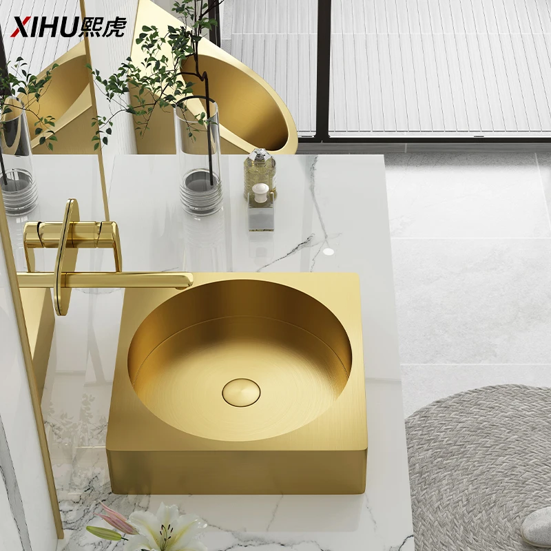 

Light Luxury Stainless Steel Table Basin Wash Basin Home Balcony Art Basin Single Basin B & B Inter-Platform Basin Basin