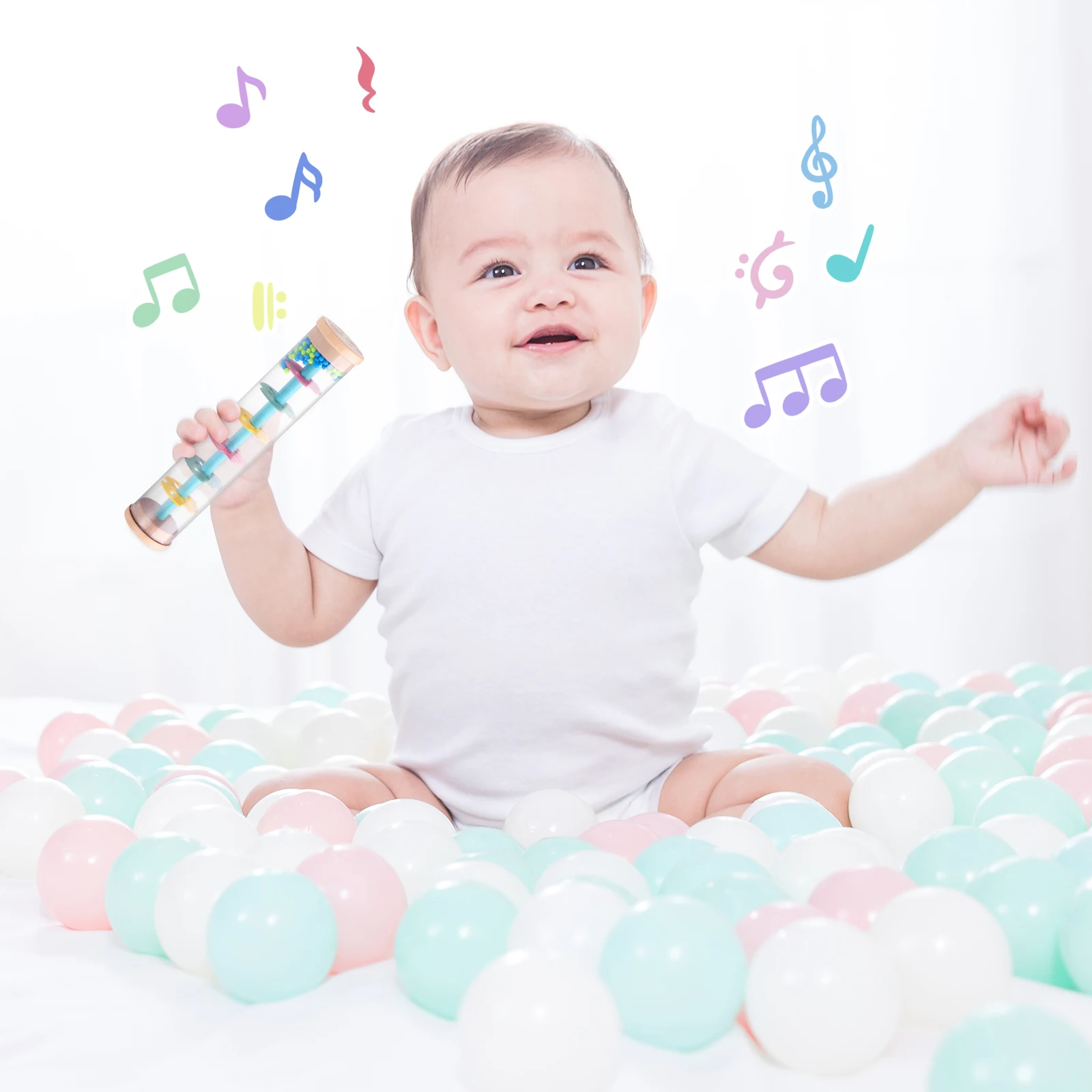 

Rainphone Maker Toy Rain Stick Kids Sound Musical Instrument Educational Toys Transparent Design Grasping Visual Auditory Nature