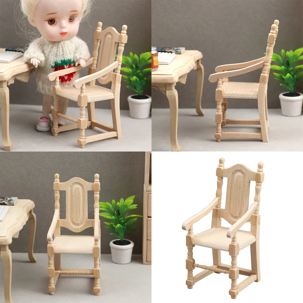 1:12 الخشب أثاث مصغر دمية المنزل مطعم المطبخ طاولة طعام كرسي لعبة الديكور لعبة هدايا للأطفال #1