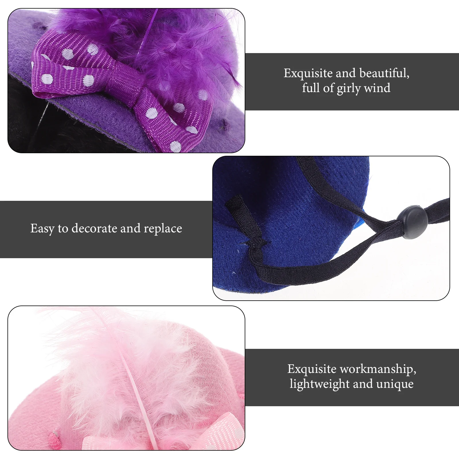 6Pcs Mini Top Hats Lovely Design Mini Hats for Home Decoration DIY Tea Party Hat Accessories Small Top Hat for Crafts