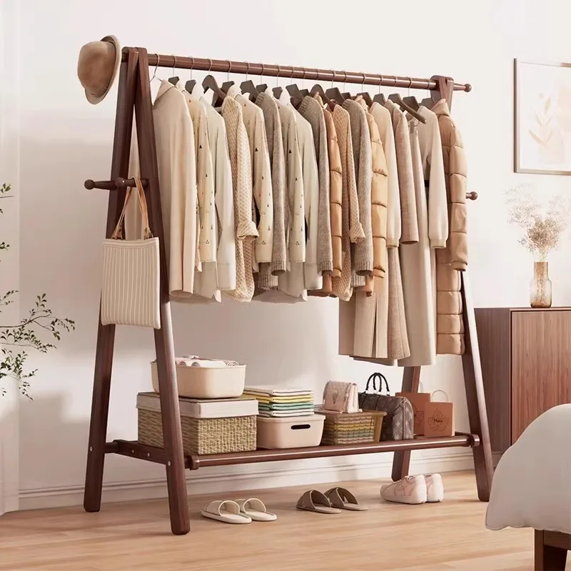 

Pure solid wood hanger floor solid wood vertical storage