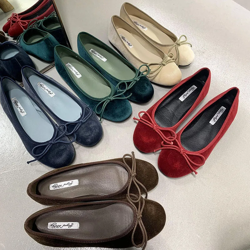 

Fashion Silk Women Ballet Flats Shoes Footwear Designer Shallow Female Round Toe Butterfly-Knot Ladies Flats Slides Shoes