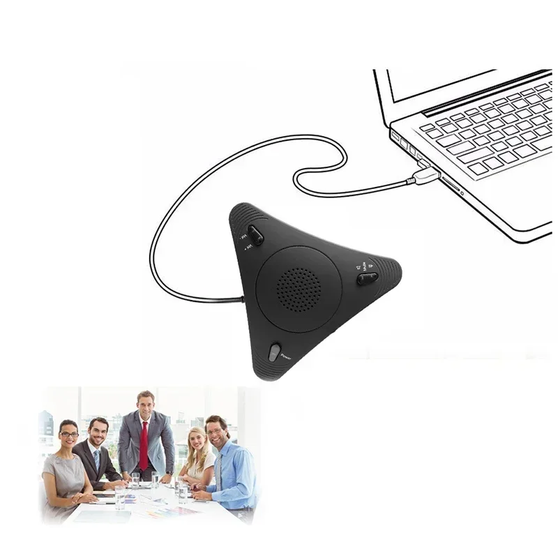 USB Desktop Computer Microphone, Mute Button with LED Indicator, Omnidirectional Condenser Conference Microphone Speaker