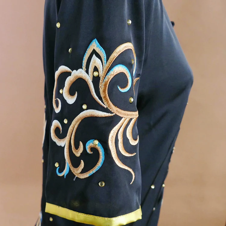 Custom Tailored Kung Fu Long Fist and Tai Chi Martial Arts Uniform for Competition Embroidered Clothes Black image 4