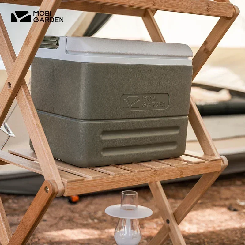 MOBI GARDEN Outdoor Camping ฉนวนกันความร้อนกล่องน้ําแข็ง 17L/8.5L ขนาดใหญ่แบบพกพาครอบครัวปิคนิคกล่องอาหารรถตู้เย็น