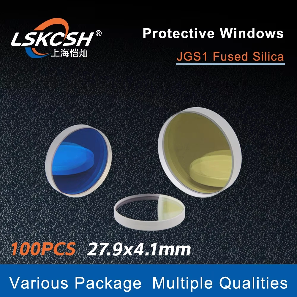 LSKCSH 100pcs/lot Fiber Laser Lens Protective Windows 27.9x4.1 Fiber Laser WSX Raytools Bodor PR BT220 BT240 BM111 Laser Head