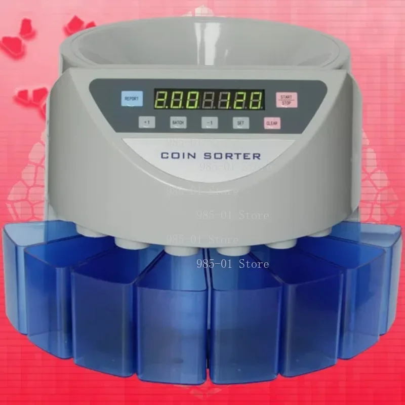 Electronic coin counting and sorting machine, suitable for Euro, GBP, Japanese Yen, Israeli Shekel and Philippine Peso