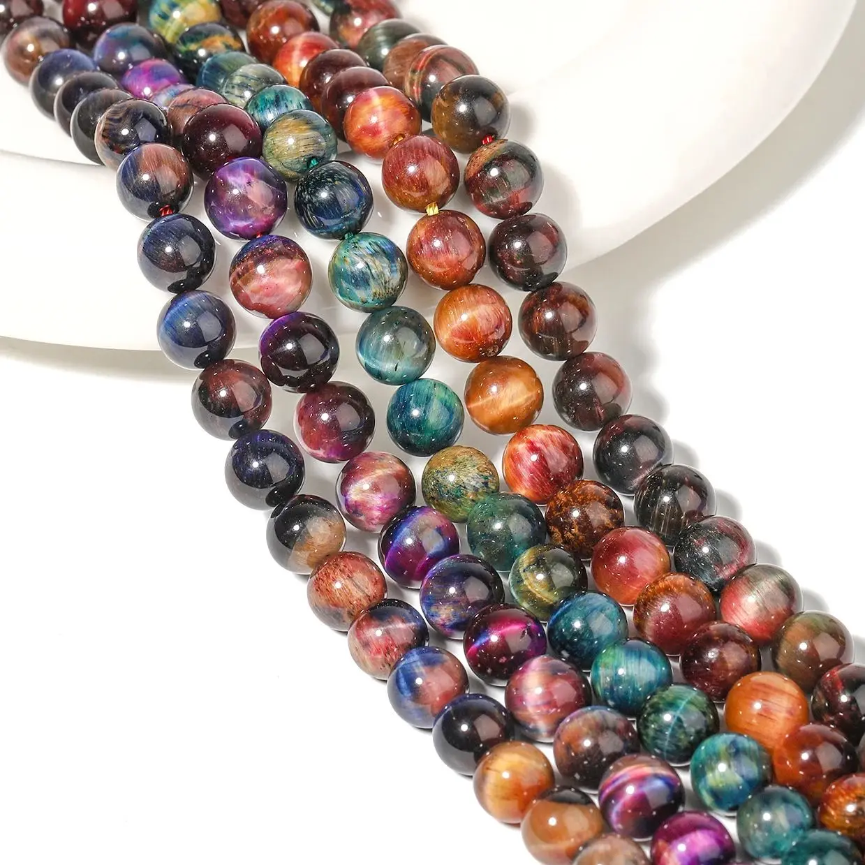 6/8/10mm Natural Tiger Eye Stone Colorful Bicolor Beads Loose Round Beads Charms Fashion Jewelry Making DIY Bracelet Accessories