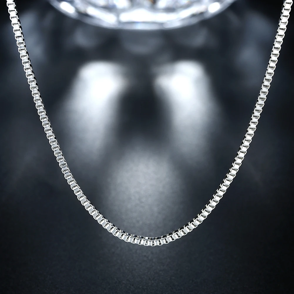 Hot 925 Sterling Silver Necklace 16-24 Inches Fine 1mm Box Chain For Man Women High Quality Fashion Party Jewelry Gifts