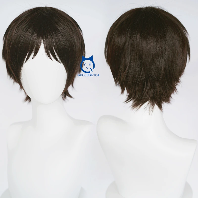 Atttack on Tiiitan Anime Eren Jaeger Mikasa Ackerman Cosplay Dark Brown Short Straight Wig for Comic Con Coser Halloween Party