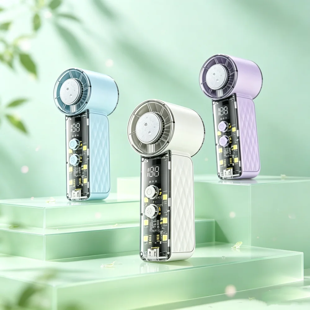 Portable Mini Handheld Fan Mini Turbo Cooling Fan LED Display Outdoor Pocket Hand Fan USBRechargeable Personal Small Fan